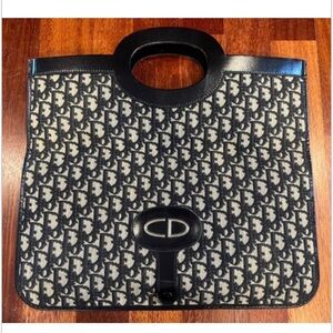 100% authentic Christian Dior trotter tote handbag Blue vintage rare!